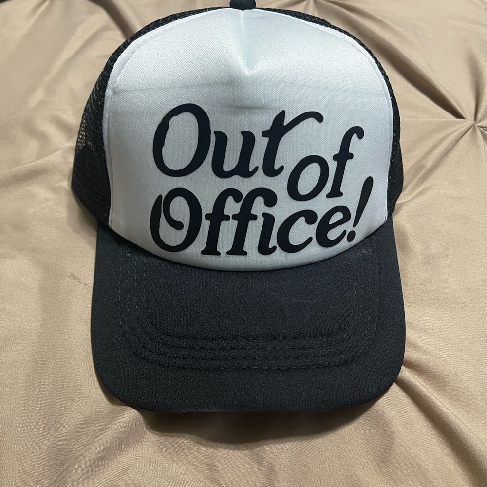 Out of Office Black and White Trucker Hat